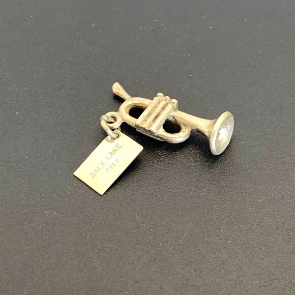 Vintage Sterling Silver 925 Trumpet Charm w/ Salt Lake City, Utah Tag 1" Long - Picture 3 of 8